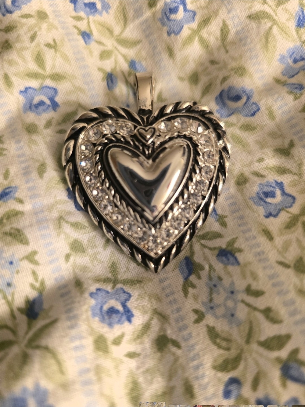 RMN Silver Heart Pendant with Crystal Halo